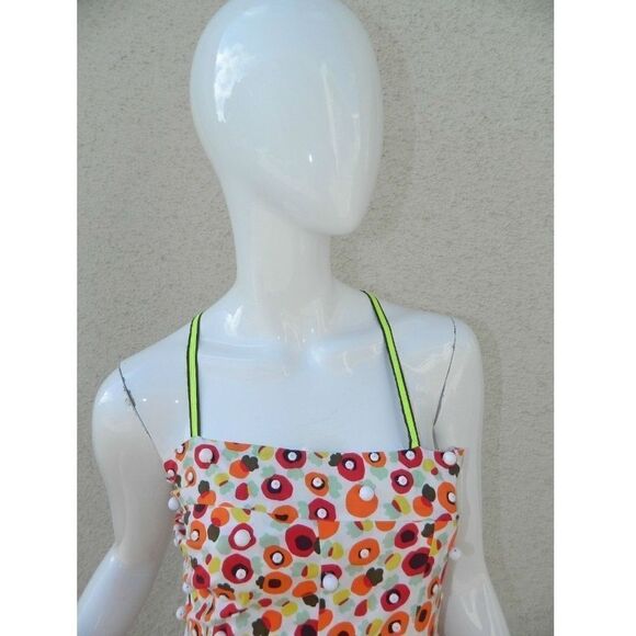 ISABELA CAPETO Dress Orange Beaded Halter Vacation Sundress Criss- Cross Small - Picture 3 of 8